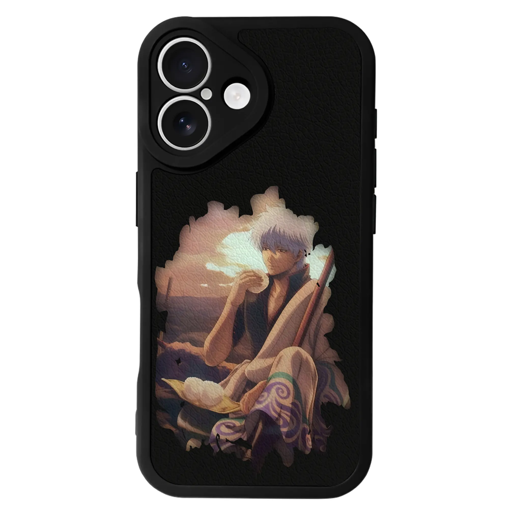 銀魂 グッズ 坂田 銀時 - IPhone 16シリーズ対応 ・ シリコンスマホケース ・ レザー調 ・ 高精度フィット ・ 耐衝撃 ・ ワイヤレス充電対応 ・ 精密カット